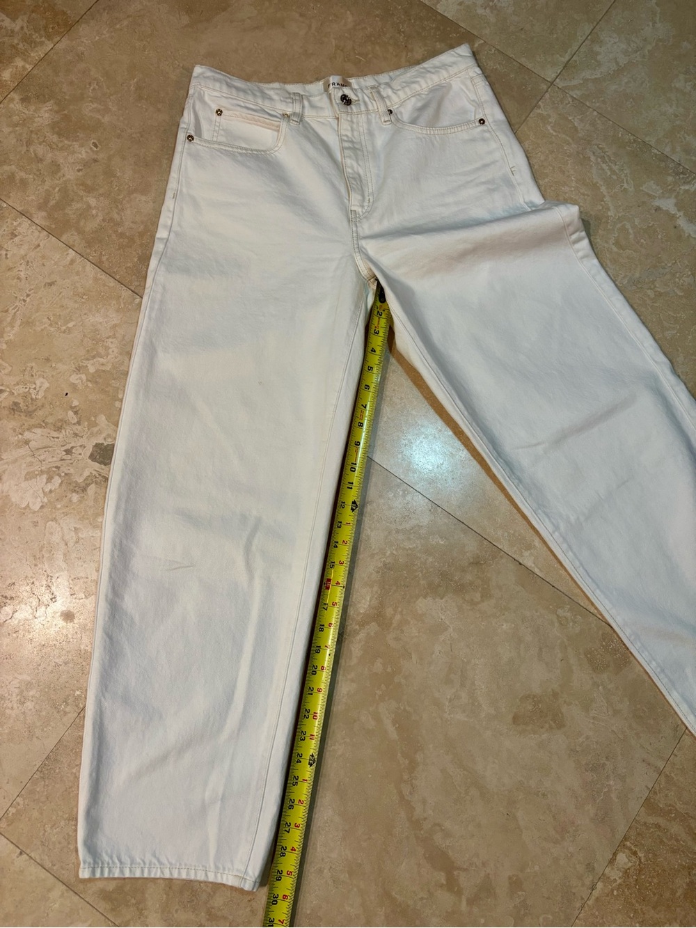 Frame Low Slung Barrel Denim Jeans Off-White Relaxed Fit size 28 - Picture 5 of 8
